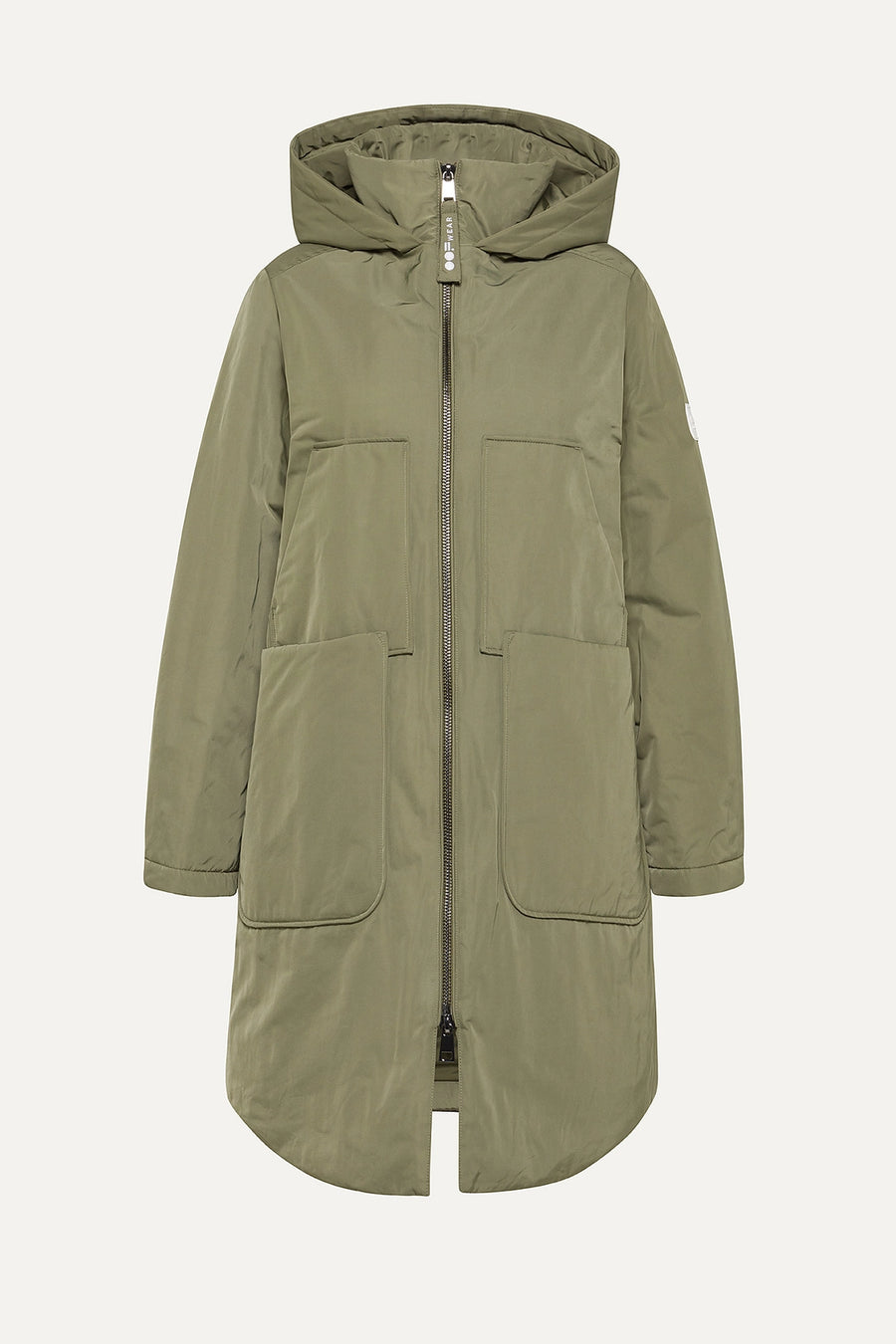 W4-9094 Parka Lungo Nylon Memory Verde Mimetico