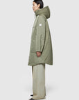 W4-9094 Parka Lungo Nylon Memory Verde Mimetico