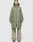 W4-9094 Parka Lungo Nylon Memory Verde Mimetico