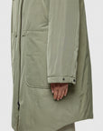 W4-9094 Parka Lungo Nylon Memory Verde Mimetico