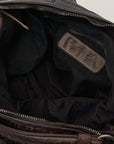 W6-411 VASIA Borsa Pelle Intrecciata Frange Cioccolato