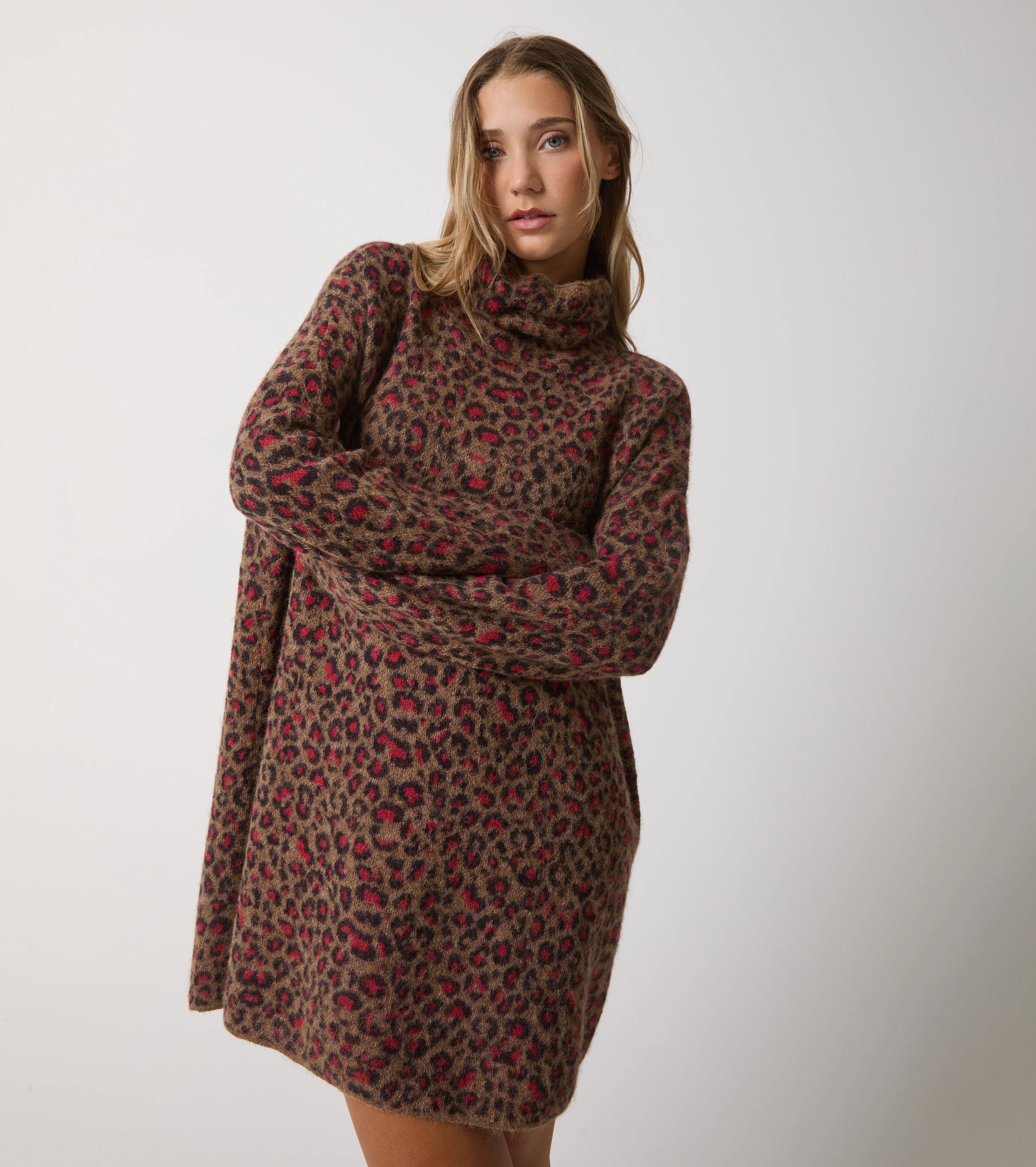 W5-13001 Abito in Filato Alpaca Stampa Animalier