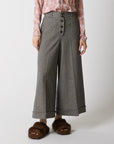 W5-25016 Pantalone A Palazzo Spinato Beige Nero