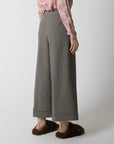 W5-25016 Pantalone A Palazzo Spinato Beige Nero