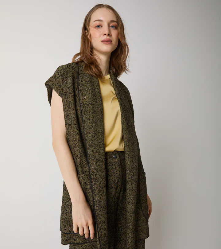 W5-35012 Gilet in Tessuto Lungo Nero Evo