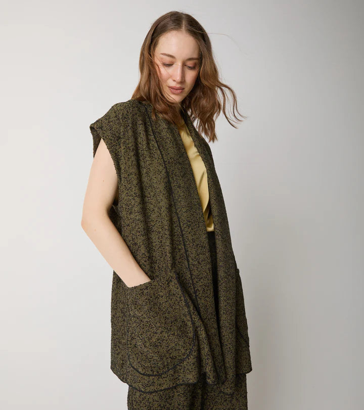 W5-35012 Gilet in Tessuto Lungo Nero Evo