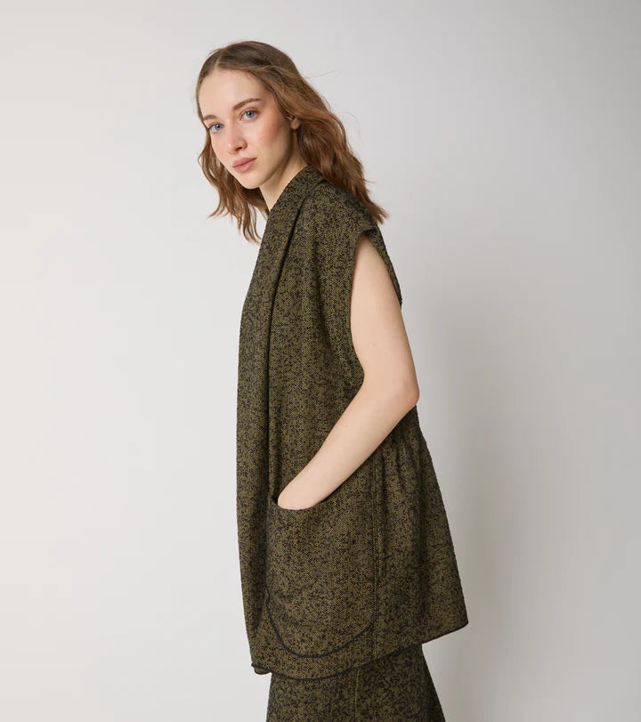 W5-35012 Gilet in Tessuto Lungo Nero Evo