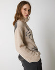 W5-53020 Maglia Dolcevita in Lana e Alpaca con Fiori