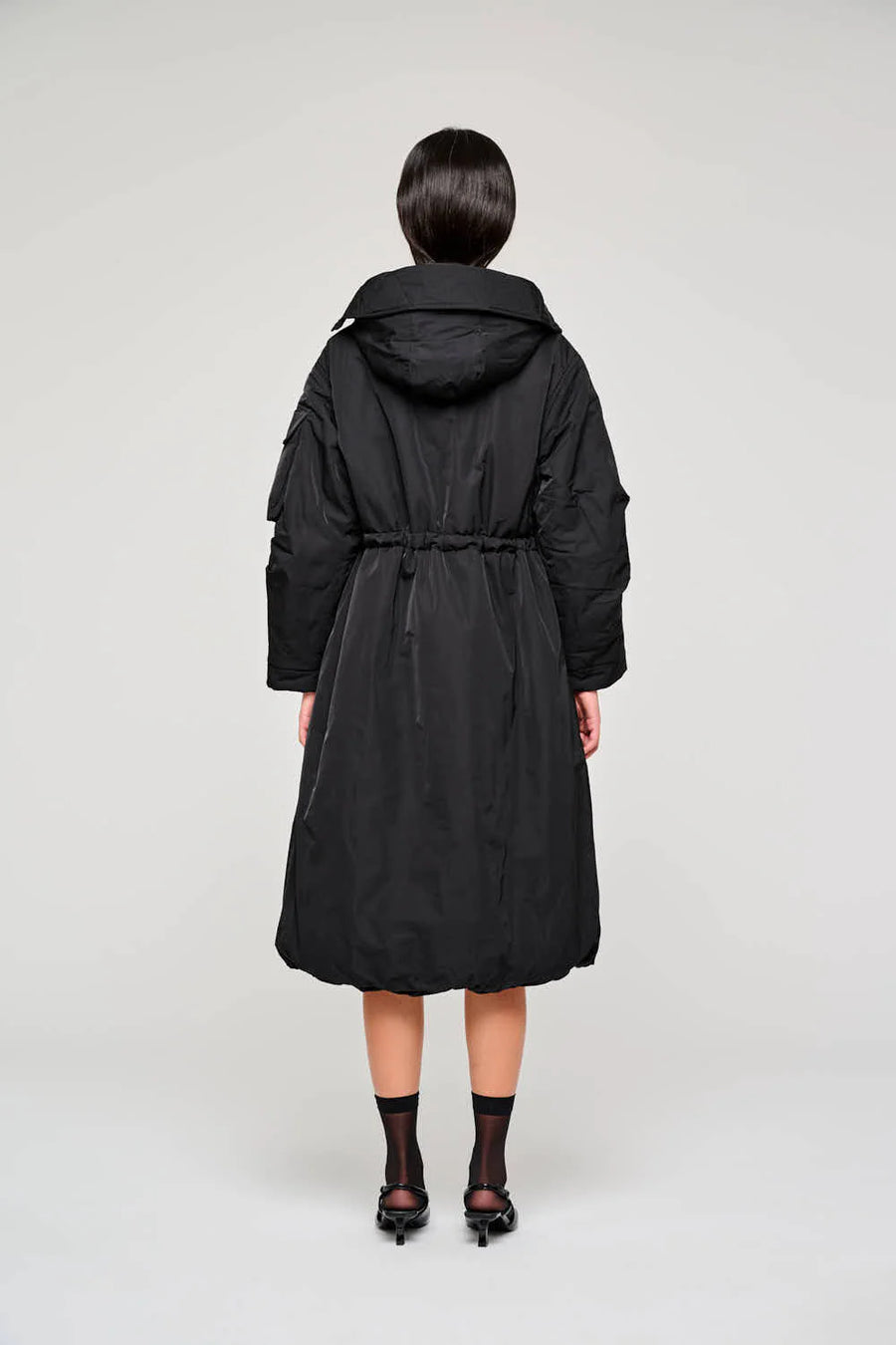 W5-9315 Giacca Lunga Nylon Nero 0990