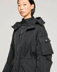 W5-9315 Giacca Lunga Nylon Nero 0990