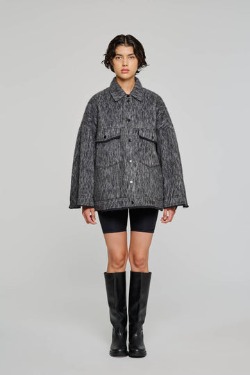 W5-9317 Giacca Corta Wool Black/Grey 0923
