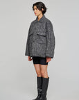 W5-9317 Giacca Corta Wool Black/Grey 0923
