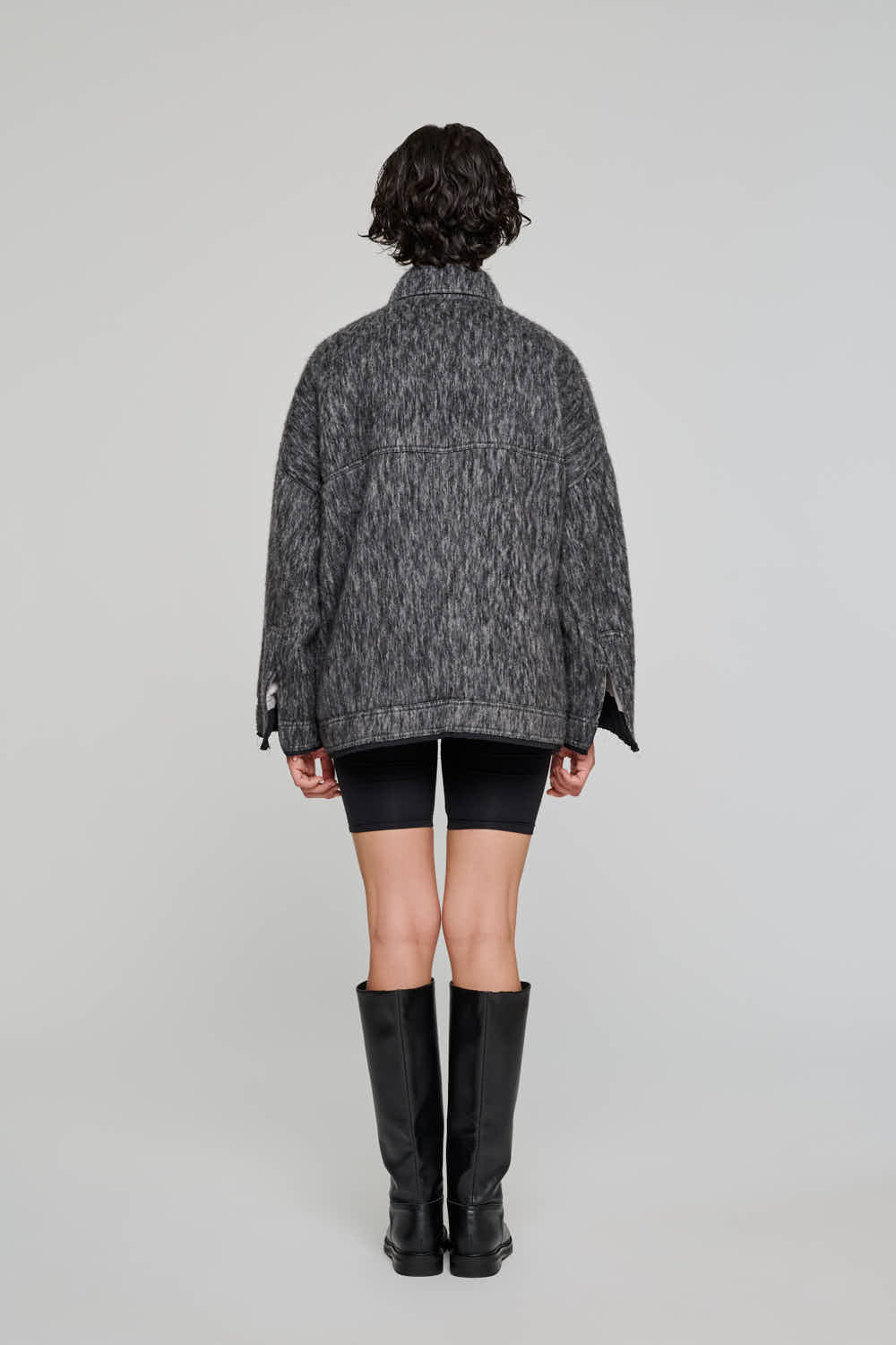 W5-9317 Giacca Corta Wool Black/Grey 0923