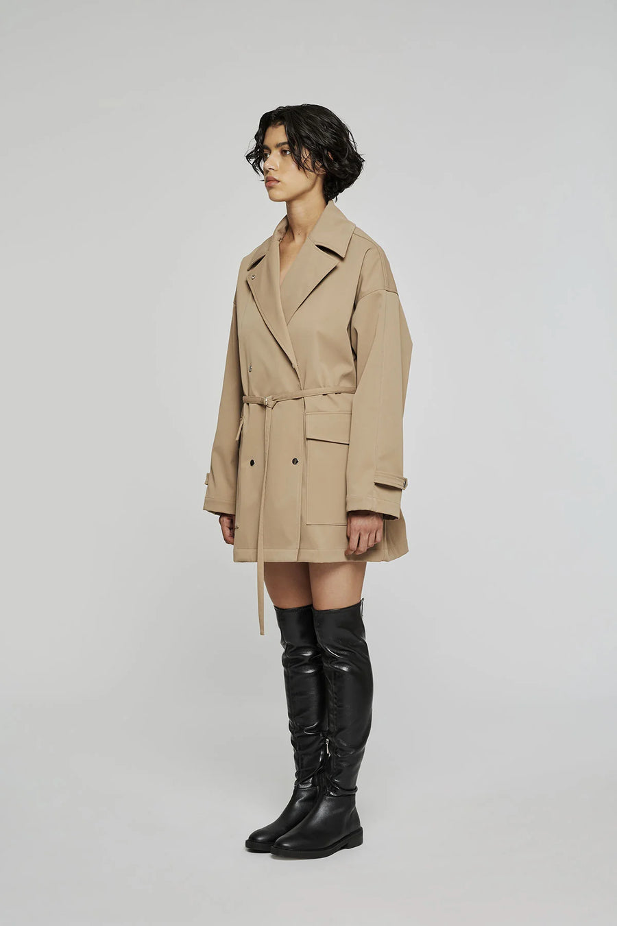 W5-9322 Trench Corto Cammello 0145
