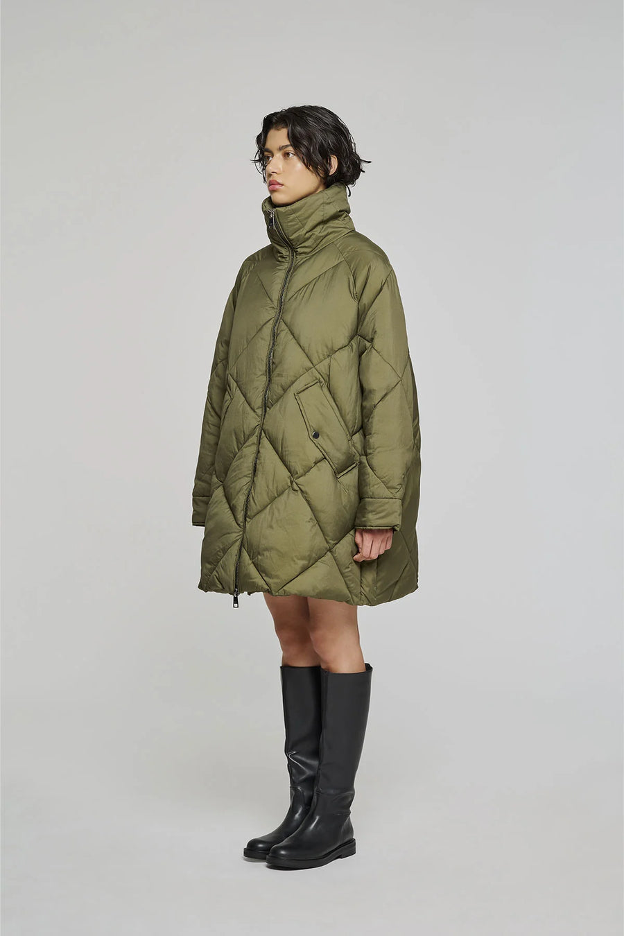 W5-9337 Giacca Nylon Verde Militare 0747