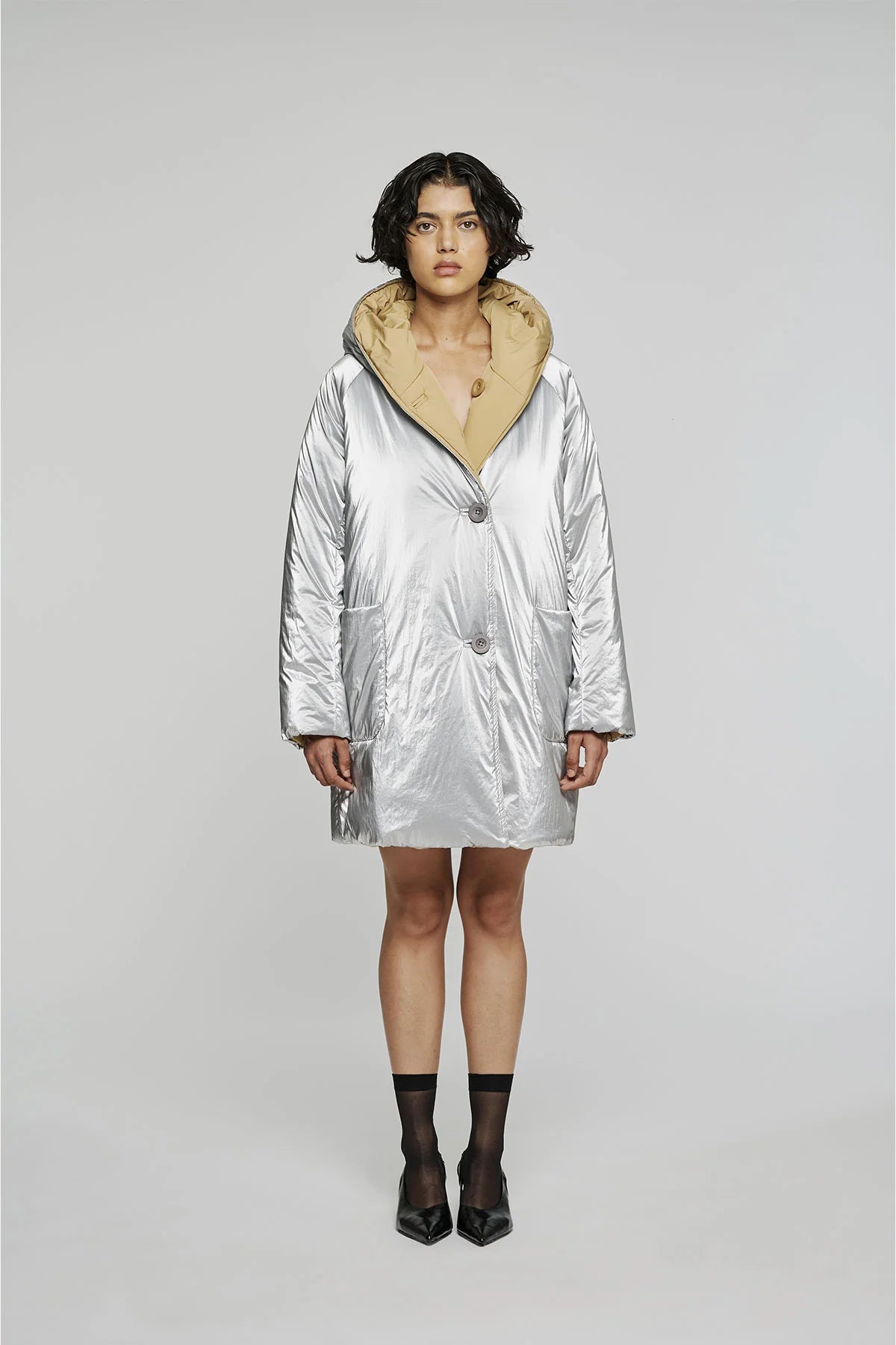 W5-9341 Giacca Nylon Reversibile Silver/Sand 9144