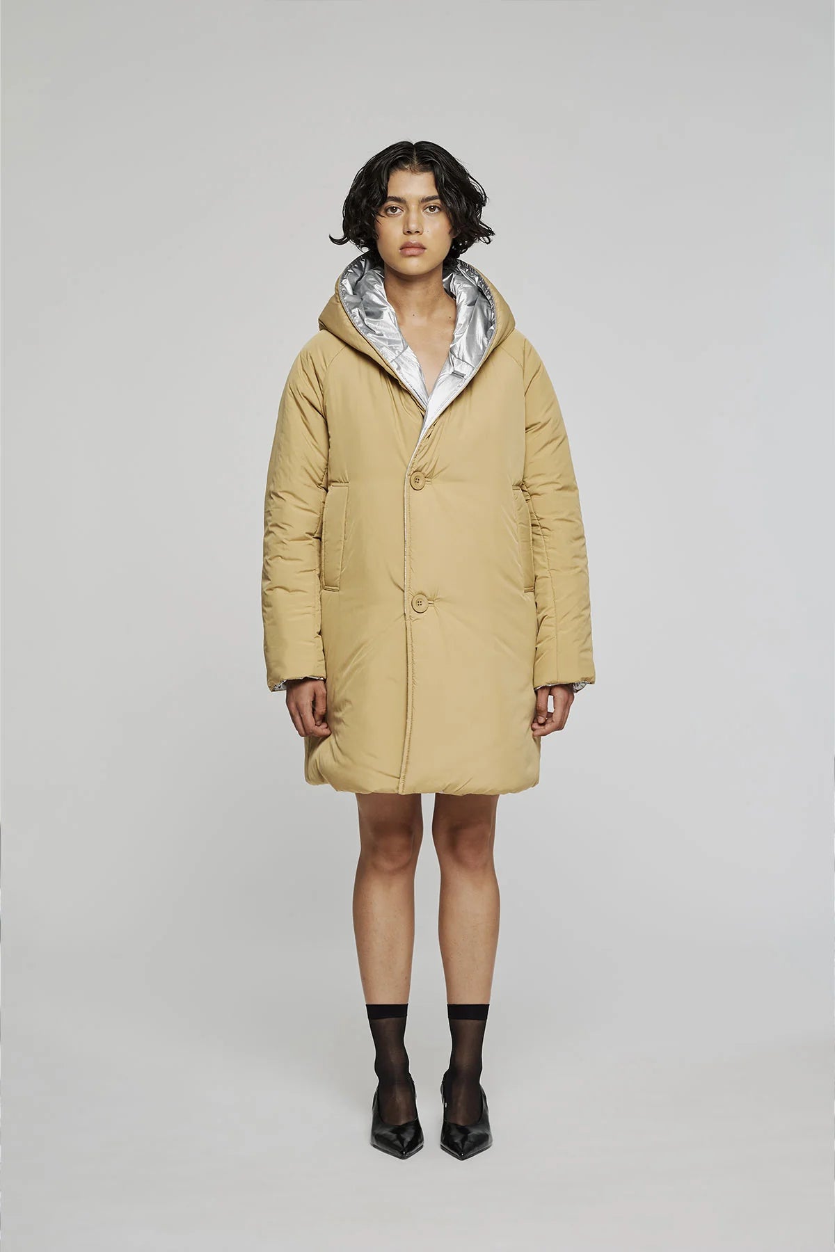 W5-9341 Giacca Nylon Reversibile Silver/Sand 9144