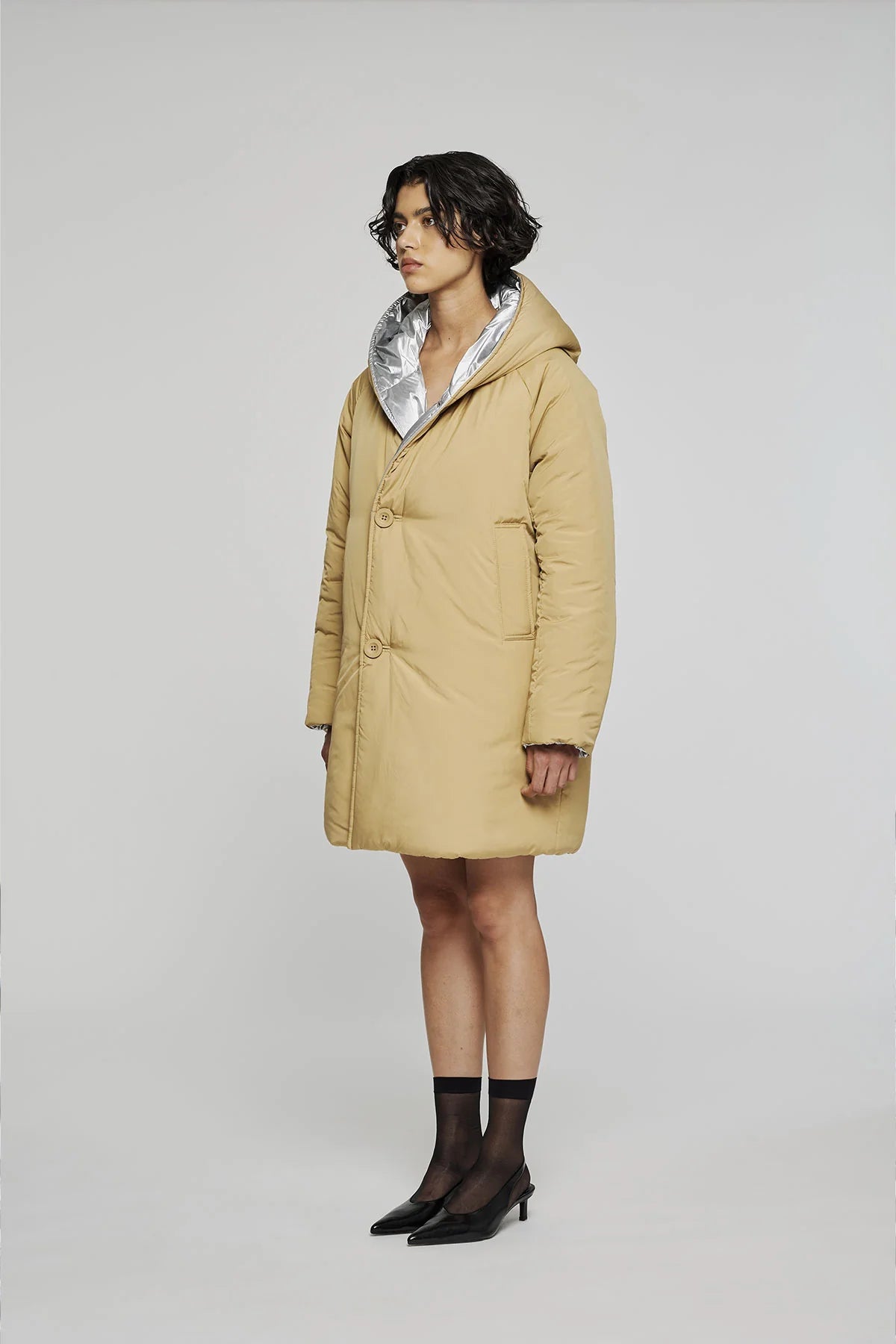 W5-9341 Giacca Nylon Reversibile Silver/Sand 9144