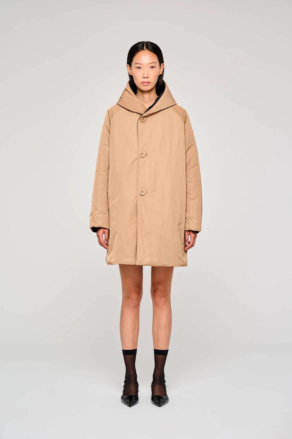 W5-9410 Giacca Nylon Reversibile Black/Cammello 9916