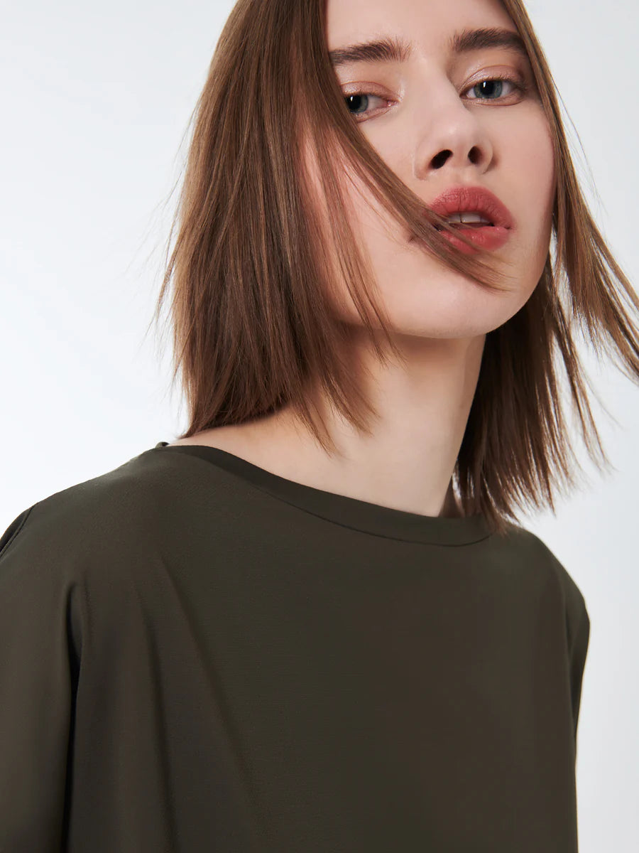 DS5-704 T-shirt Oxford Gdy Square Blue Black Woman