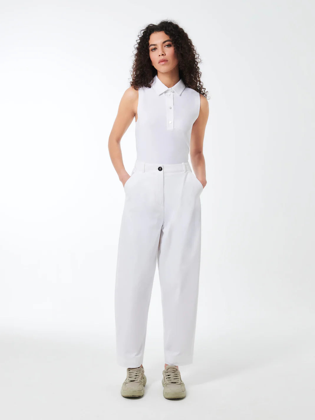 DS5-706 Polo Oxford Sleeveless White Woman