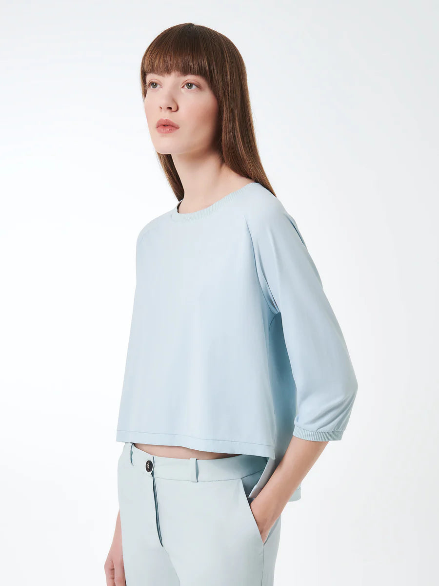 DS5-718 Shirt Oxford Gdy Crop 34 Light Blue Woman
