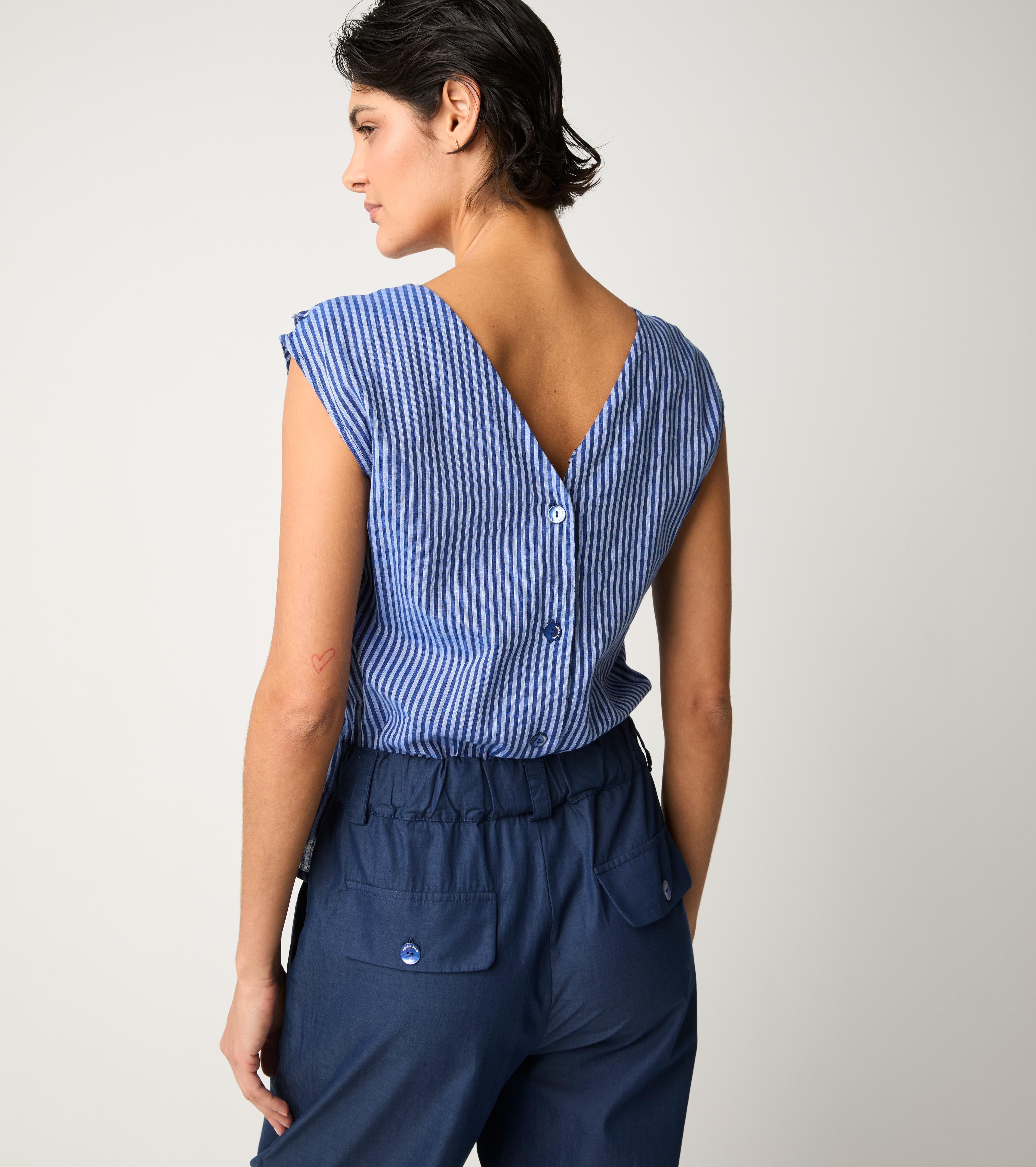 S6-15001 Tuta Rigata con Rouches Azzurro