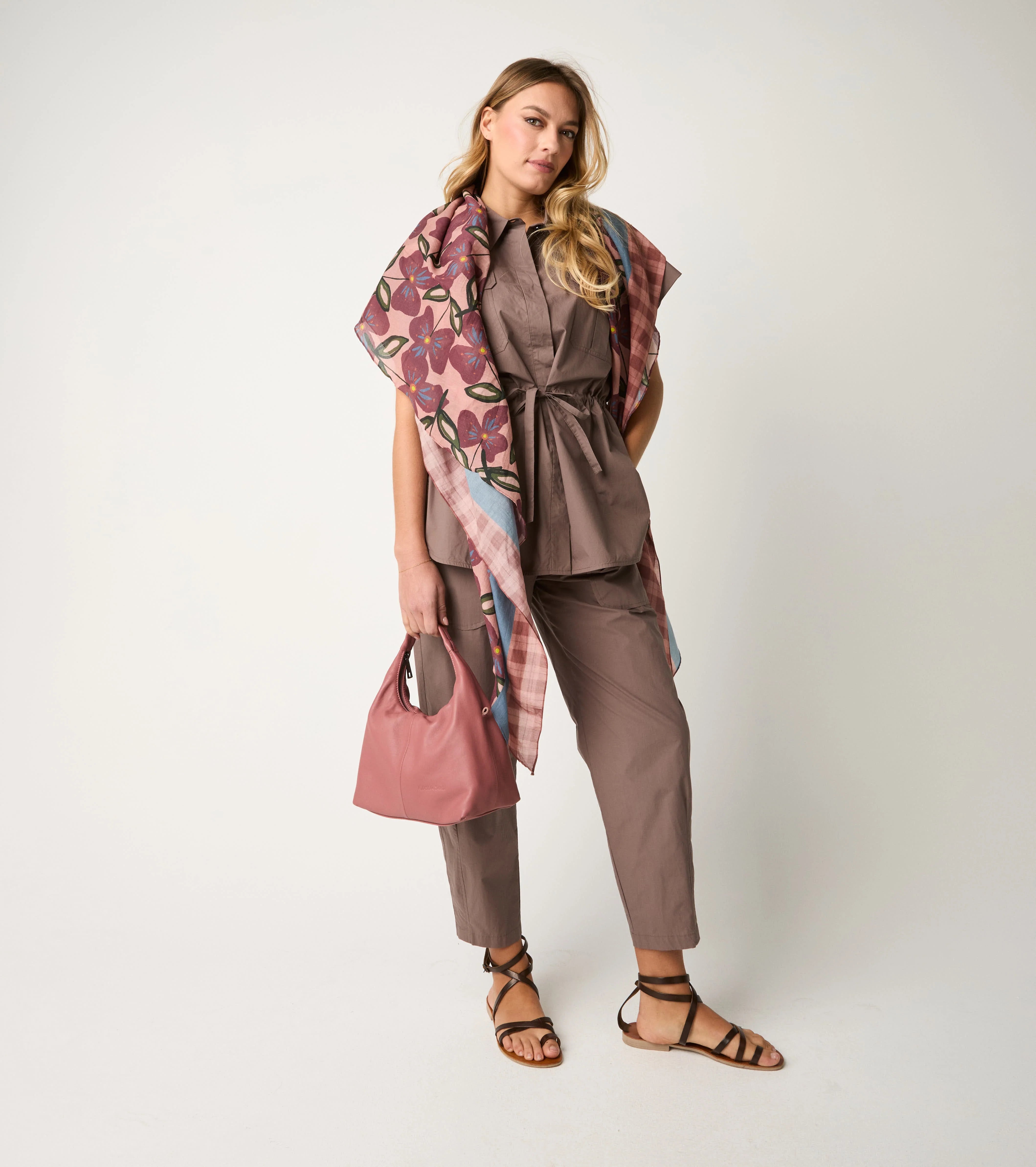 S6-25031 Pantalone Cropped Stretch Cacao