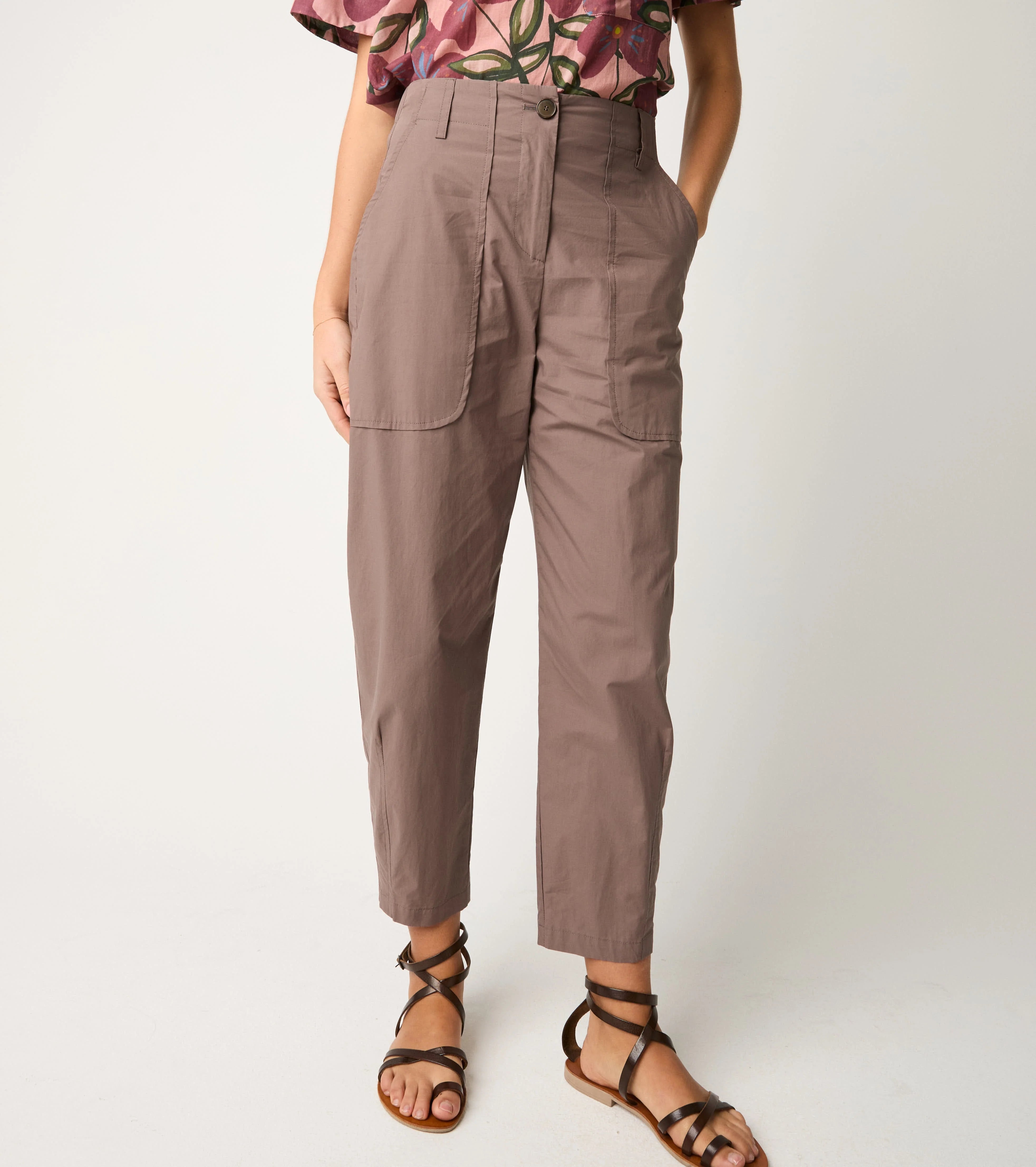 S6-25031 Pantalone Cropped Stretch Cacao