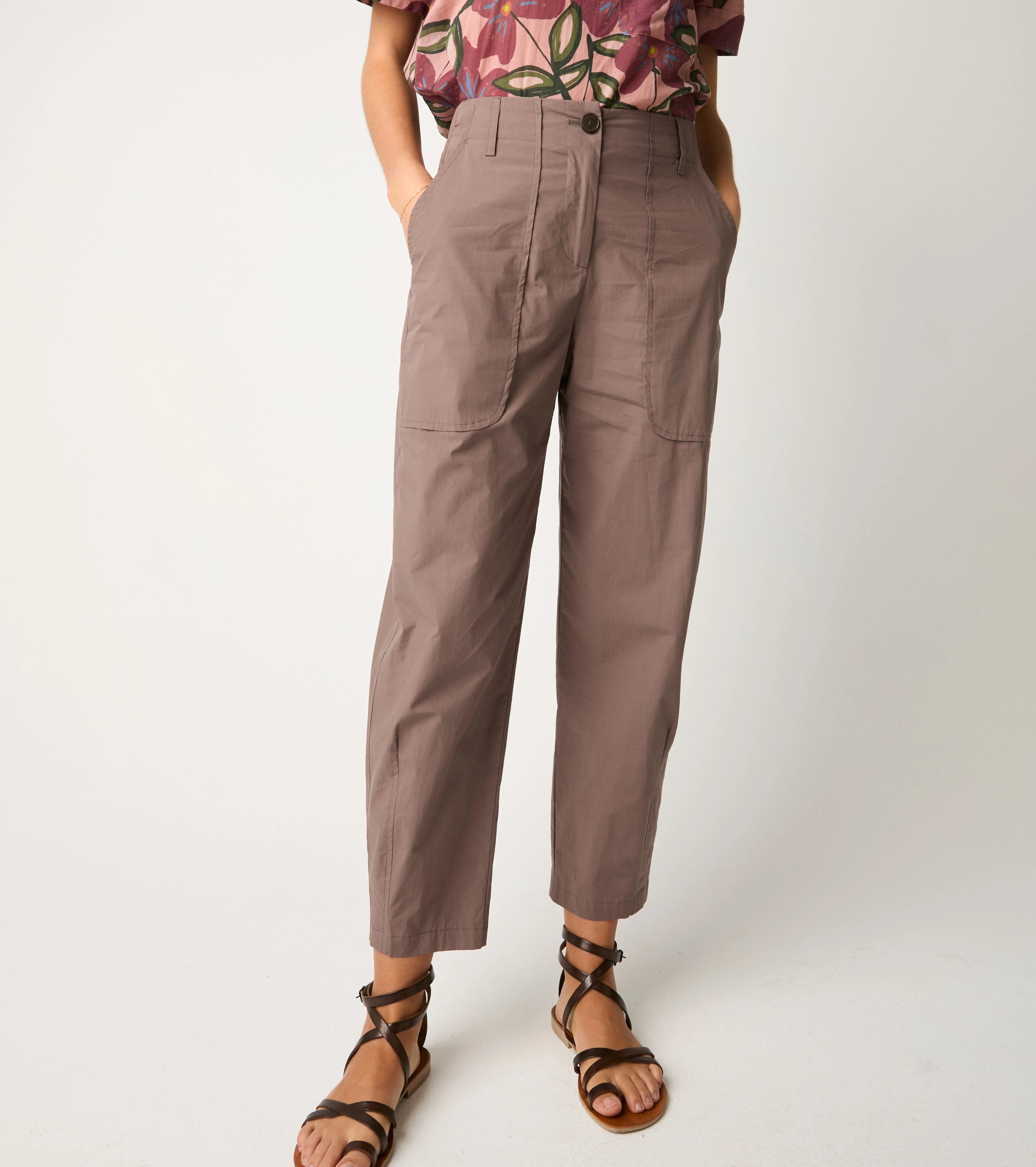 S6-25031 Pantalone Cropped Stretch Cacao