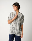 S6-35046 Giacca Kimono Cotone Floreale Sabbia