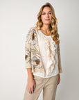 S6-53030 Cardigan Floreale Scollo V Cipria