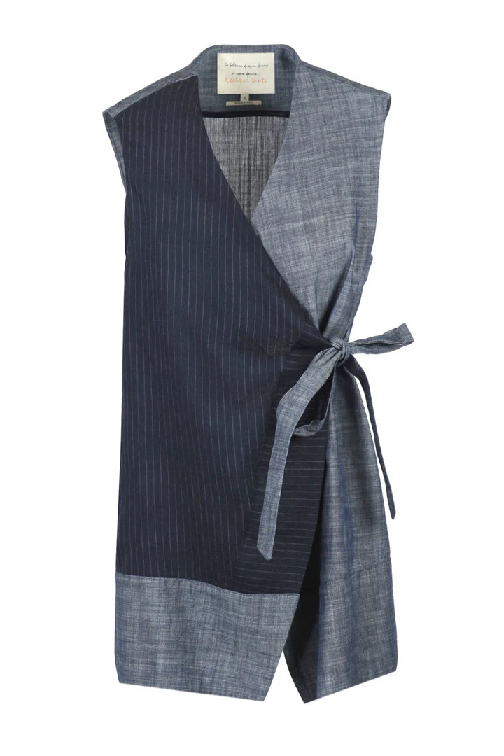 S5-35014 Gilet Effetto Denim Gessato