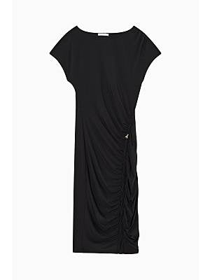 S5-2A2871 Abito Midi con Arriccio Nero