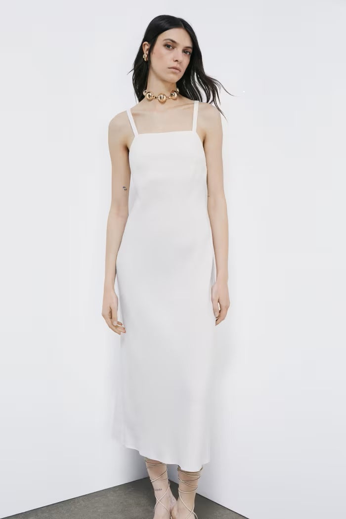 S6-2A3044 Abito Midi Fluido Pearl Ivory