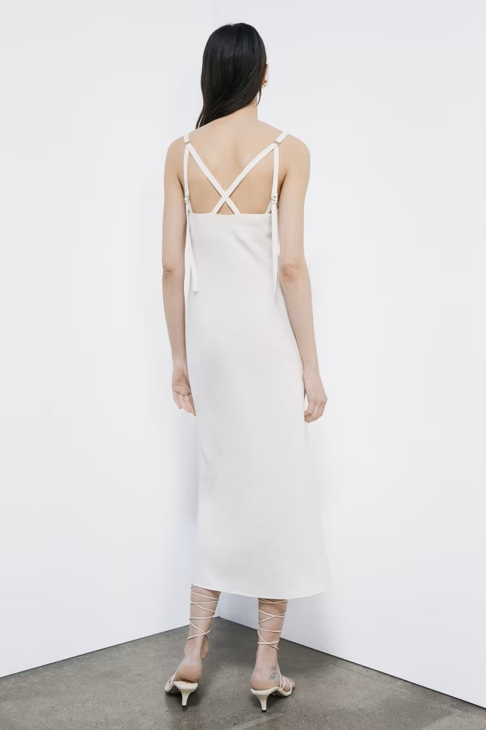 S6-2A3044 Abito Midi Fluido Pearl Ivory