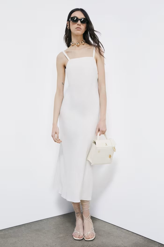 S6-2A3044 Abito Midi Fluido Pearl Ivory