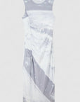 S6-2A3052 Abito Midi con Stampa a Onde