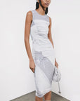 S6-2A3052 Abito Midi con Stampa a Onde
