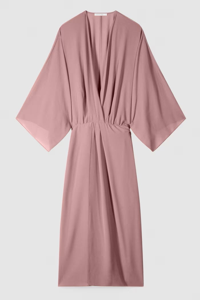 S6-2A3058 Abito Kimono Fluido in Georgette Terracotta