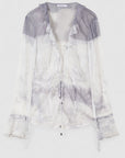 S6-2C1692 Blusa Fluida in Viscosa con Rouches Waves Print