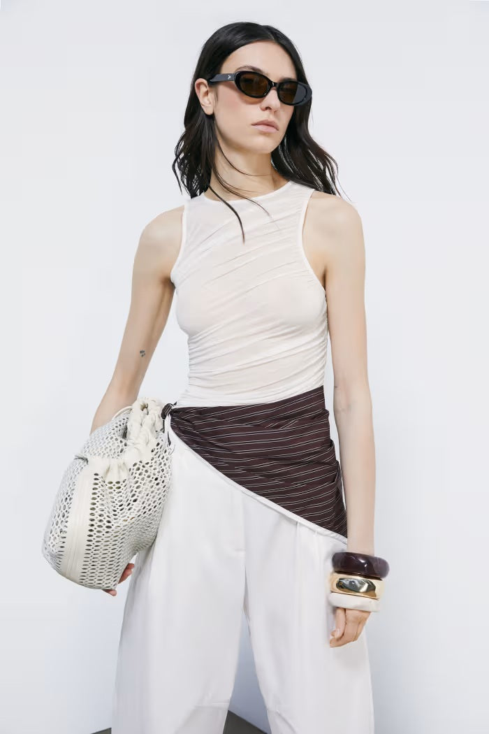 S6-2F0151 Foulard in Cotone Wood Brown Stripes