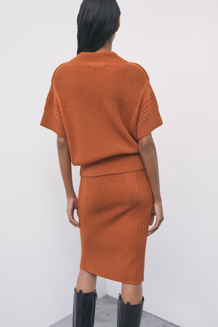 W6-2K0092 Maglia Maniche Corte Zip Warm Caramel