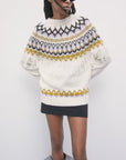 W6-2K0192 Maglione Frange Scandinavo Multicolor