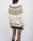 W6-2K0192 Maglione Frange Scandinavo Multicolor