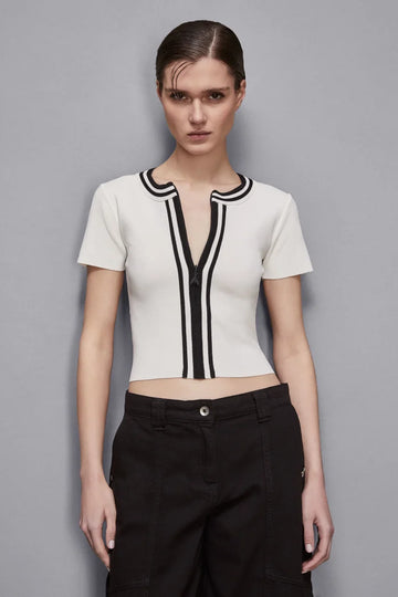 S5-2K0315 Maglia Slim Fit a Costine Bianco