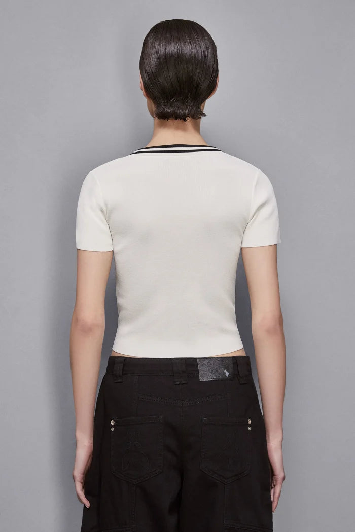 S5-2K0315 Maglia Slim Fit a Costine Bianco