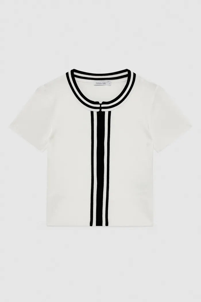 S5-2K0315 Maglia Slim Fit a Costine Bianco