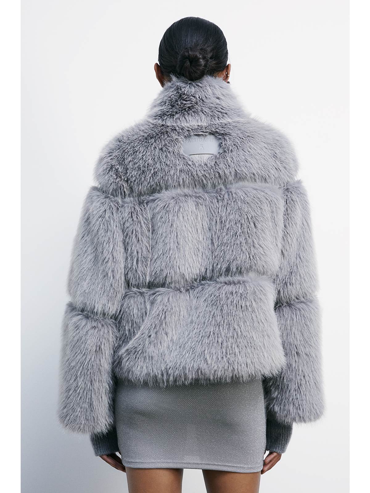 W5-2O0174 Giubbotto Corto Eco Pelliccia Mistery Grey Melange