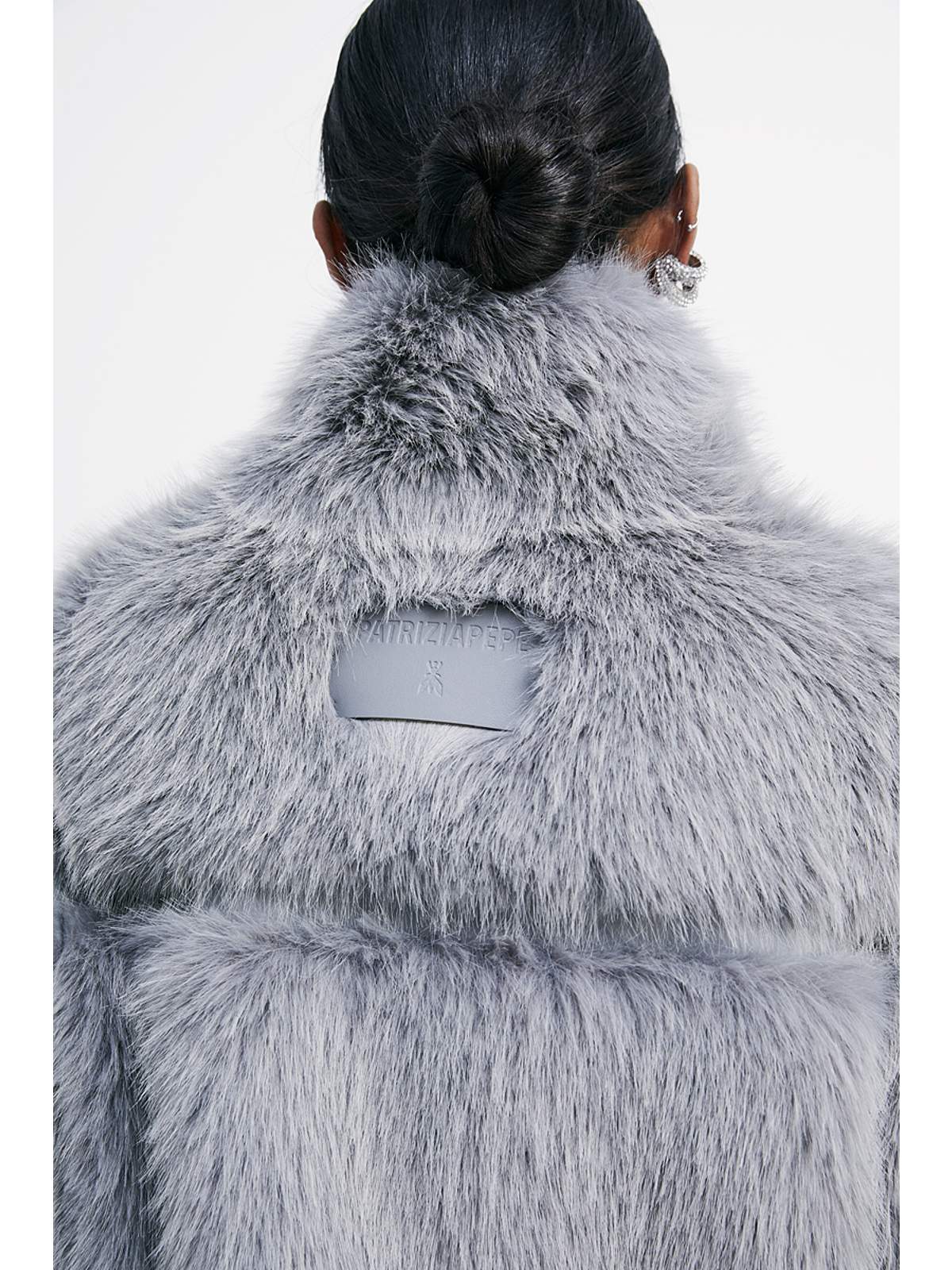 W5-2O0174 Giubbotto Corto Eco Pelliccia Mistery Grey Melange